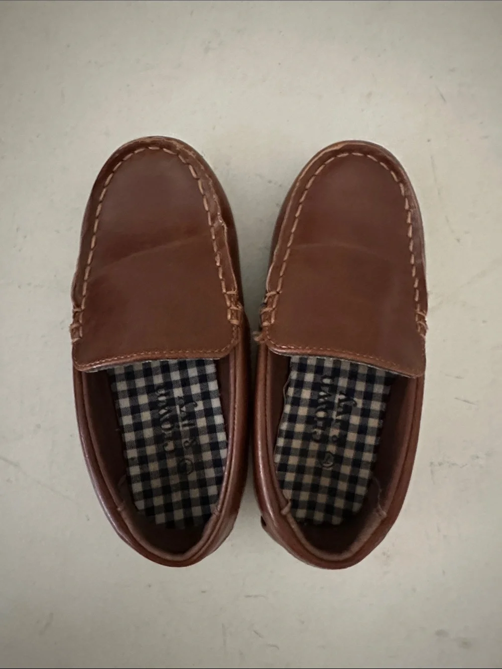 crown & ivy Brown Kids Leather Moccasin Loafers - Sz 7
